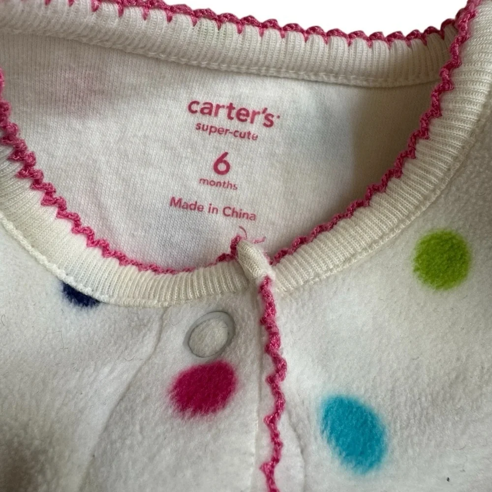 Bundle 6M Baby Girl Pajama Sleeper 2PC Set Pink Cotton Fleece Butterfly